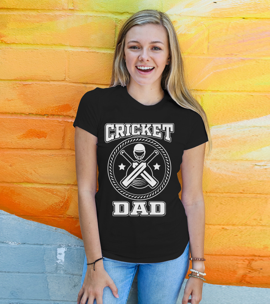 Cricket Dad Sports Bat Ball Team Game T-Shirt