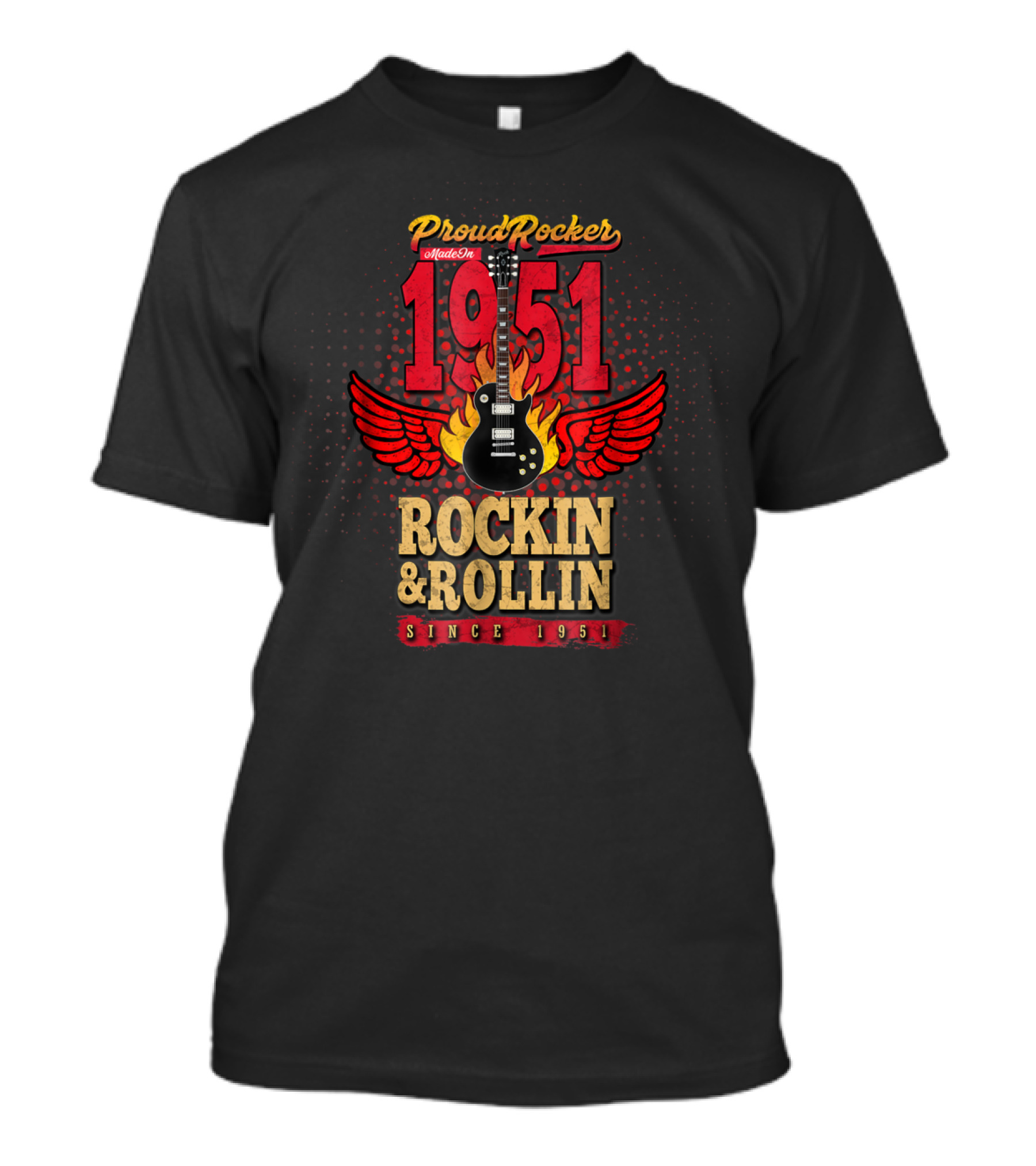1951 Proud Rocker Made Of Rockin And Rollin Flaming Wing Guitar Since 1951 T-Shirt