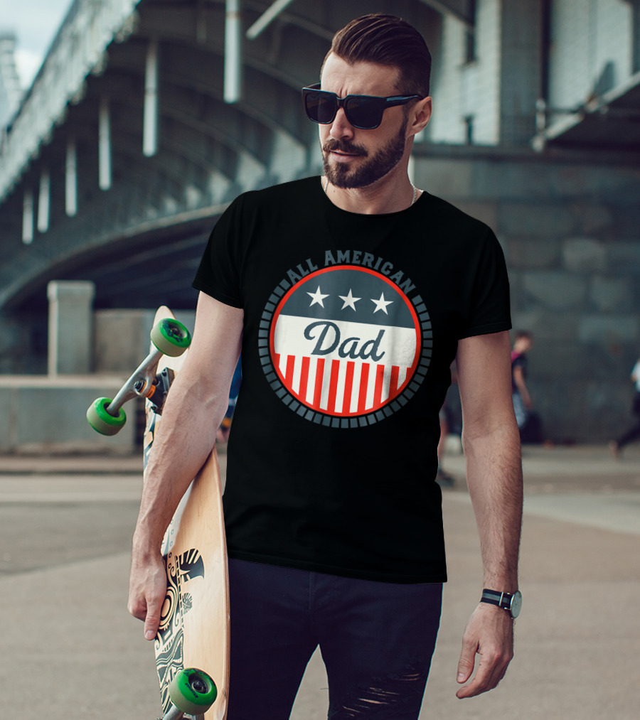 All American Dad USA Flag Stars And Stripes Patriotic T-Shirt