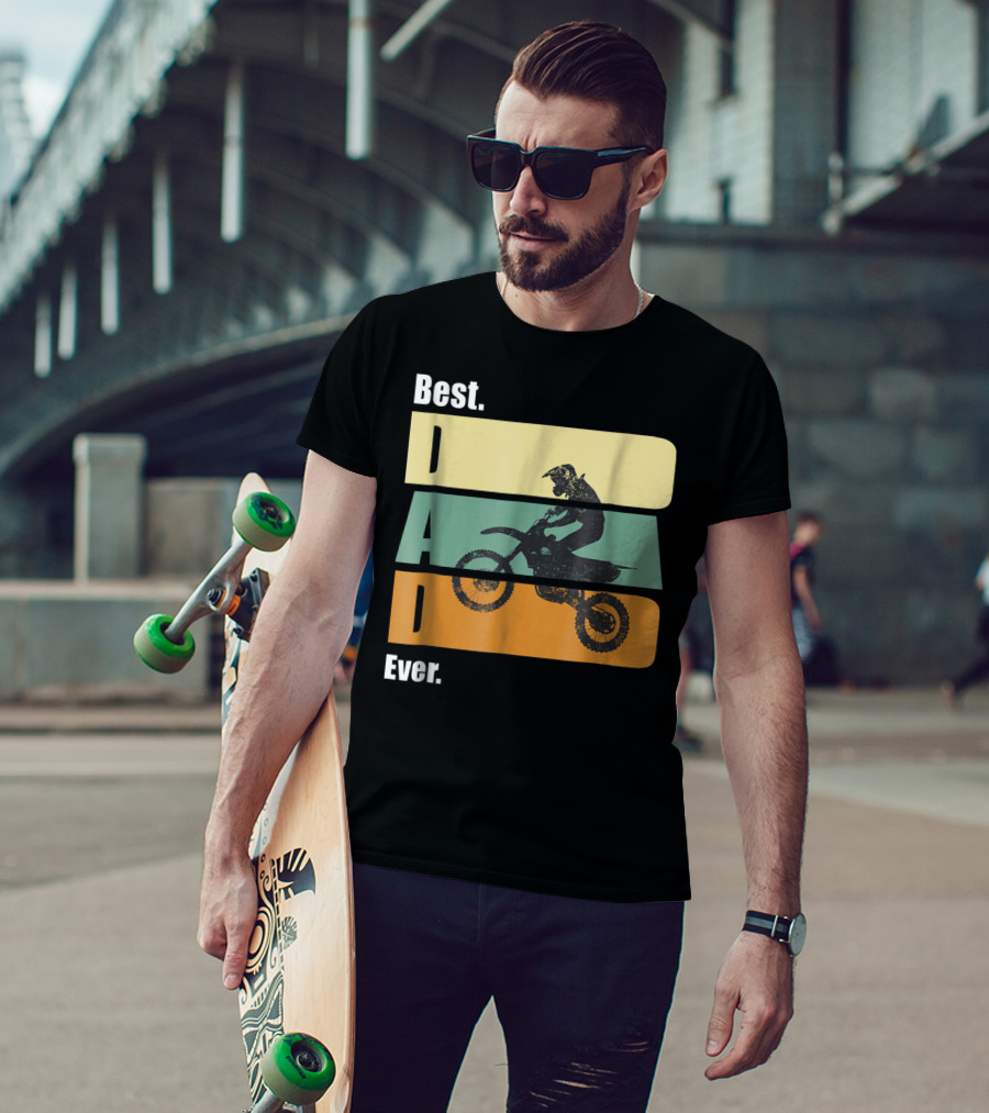 Best Motocross Dad Ever Funny For Fathers Retro Motorcycle Rider T-Shirt