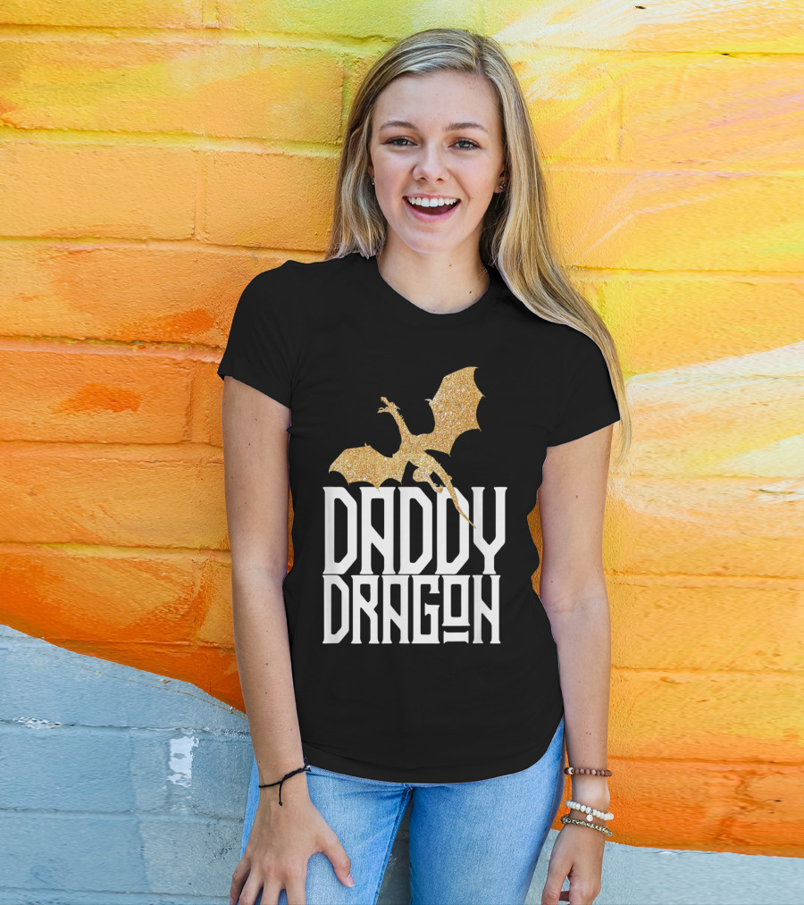 Daddy Dragon Gold Matching Family Tribe Dad Father Dragon T-Shirt