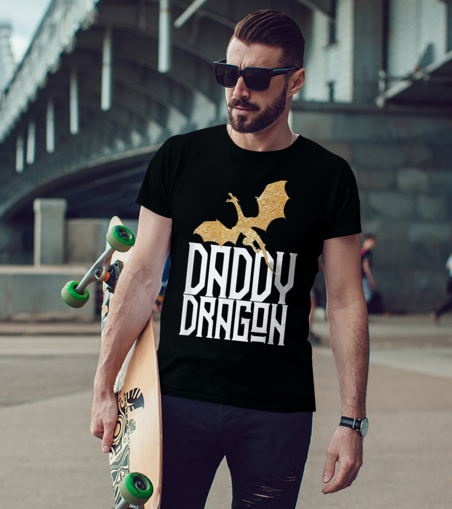 Daddy Dragon Gold Matching Family Tribe Dad Father Dragon T-Shirt