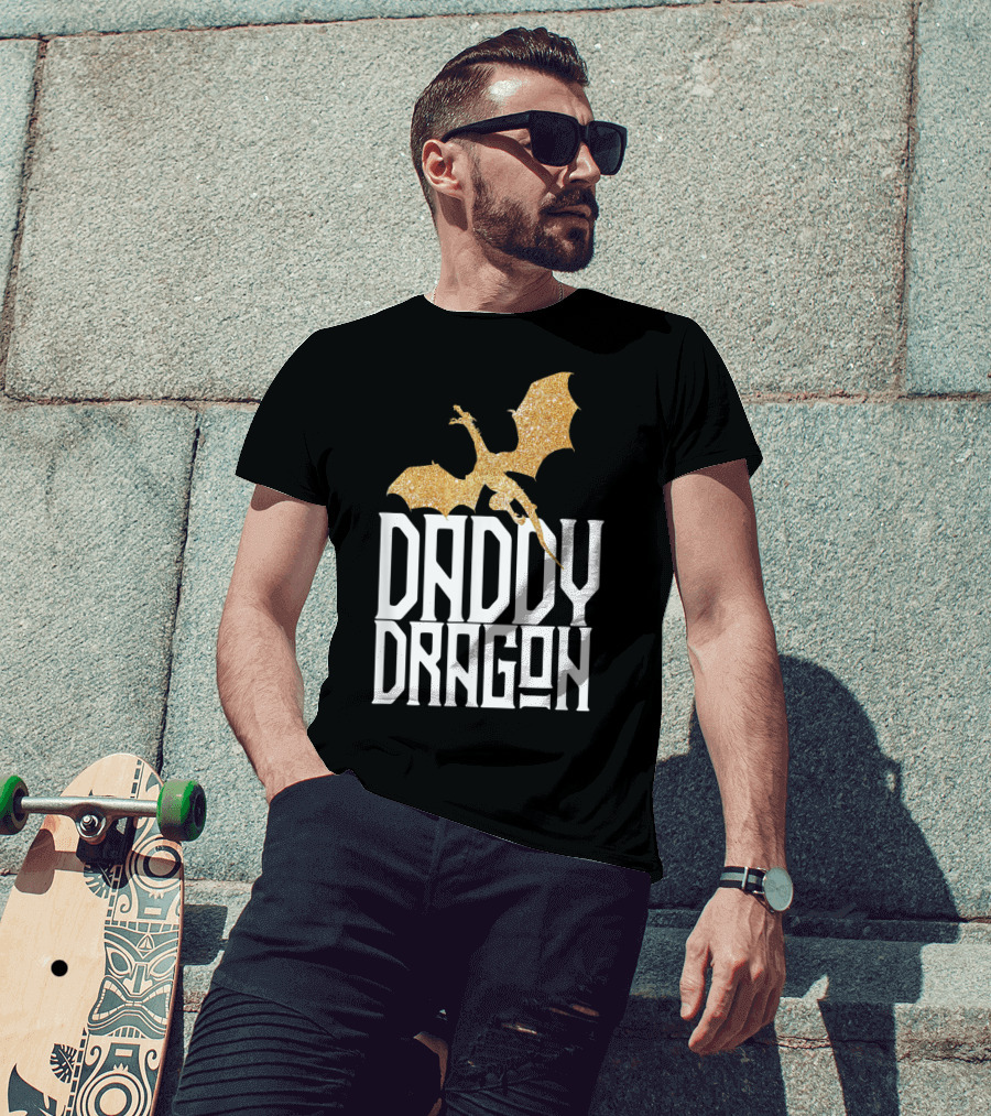 Daddy Dragon Gold Matching Family Tribe Dad Father Dragon T-Shirt