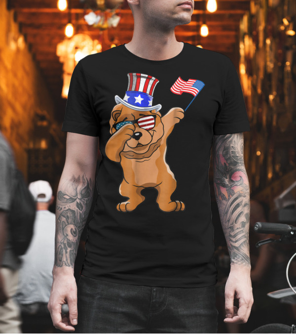 Chow Chow Dabbing Dog Dad American Flag Patriotic 4th of July T-Shirt Chow Chow Dabbing Dog Dad American Flag Patriotic 4th of July T-Shirt