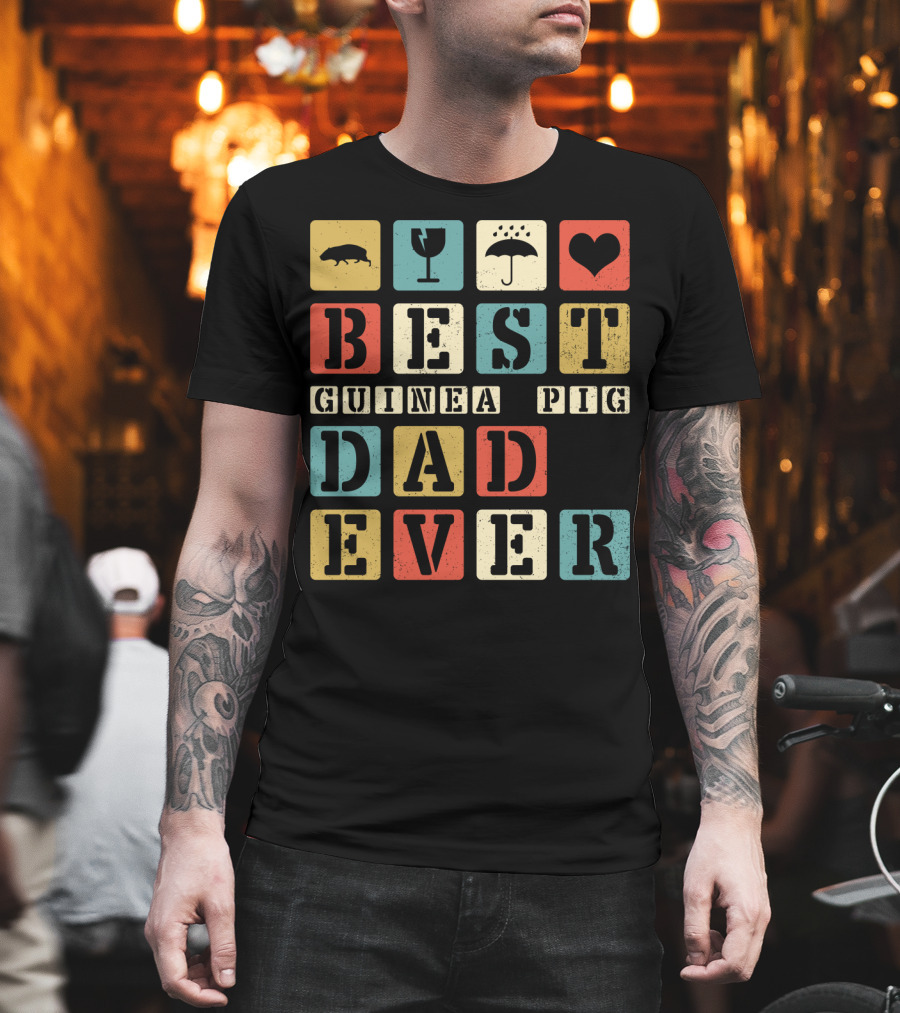 Best Guinea Pig Dad Ever Vintage Style81 Retro Block Letters T-Shirt