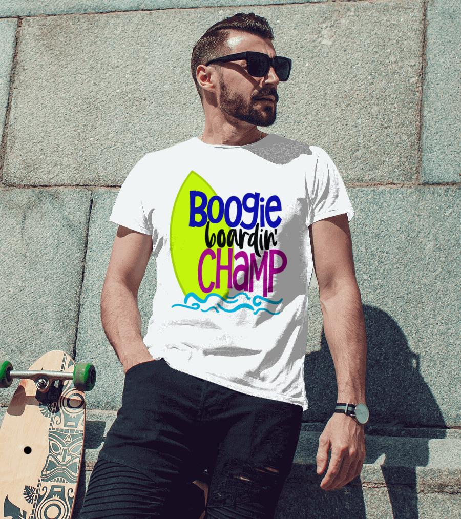 Boogie Boardin' Champ Surfing Summer Dad43 T-Shirt