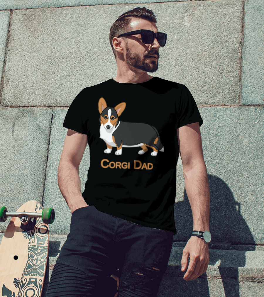 Corgi Dad Cute Black Tan Cardigan Welsh T-Shirt