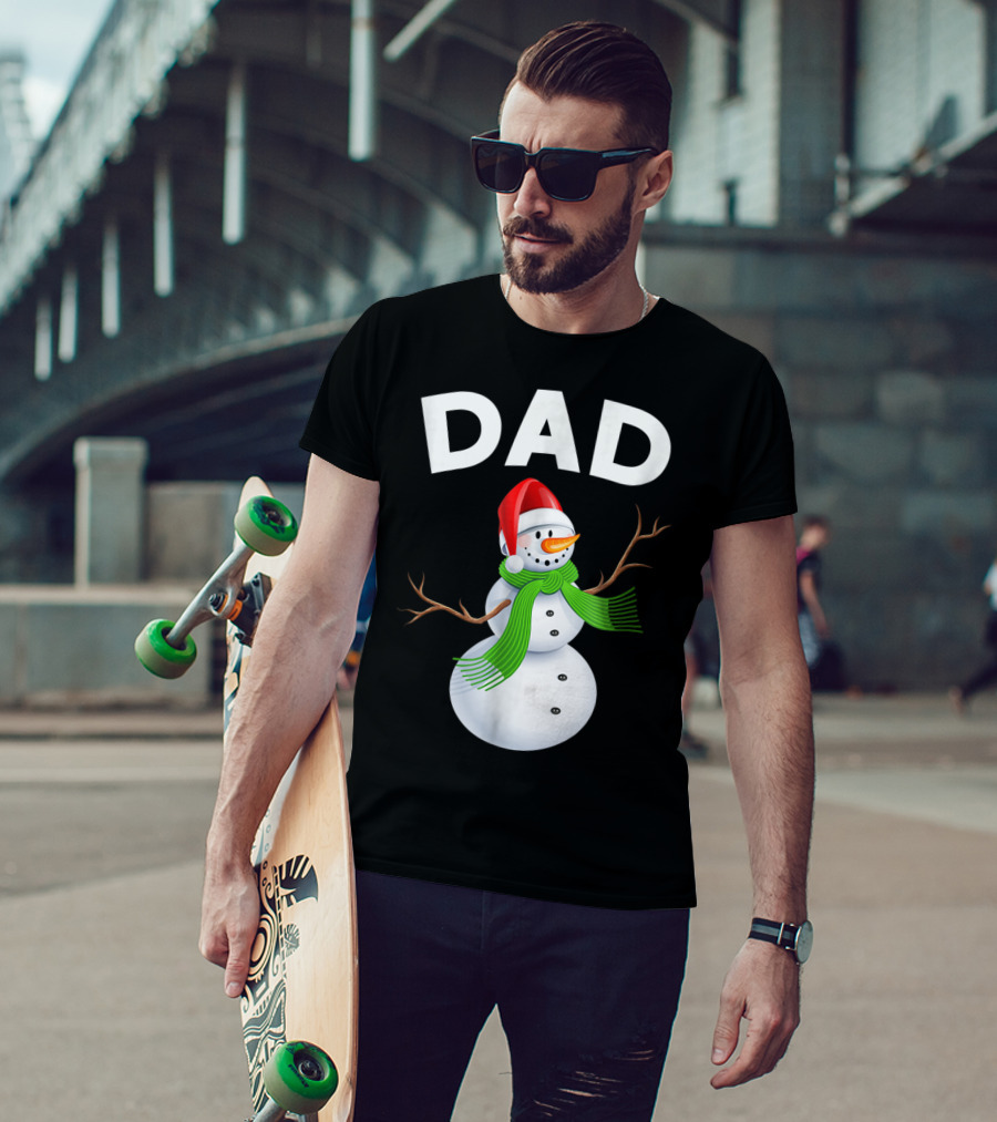Dad Christmas Snowman Santa Hat Family T-Shirt