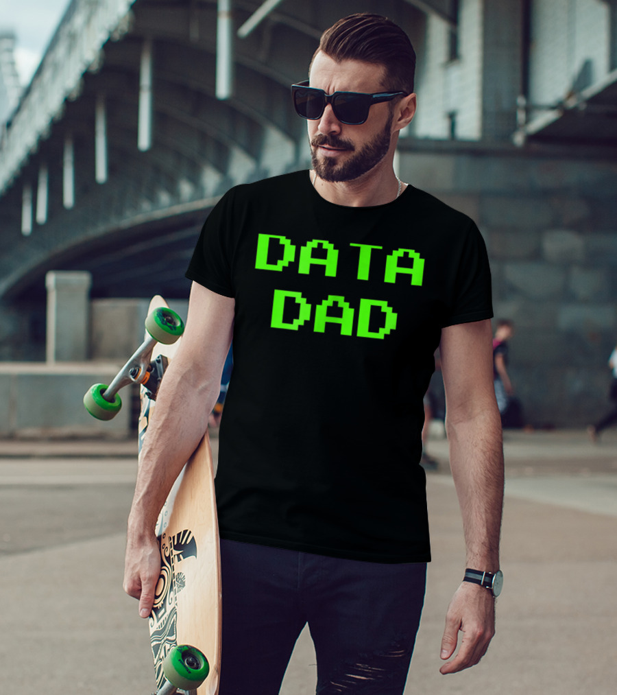 Data Dad Birthday Green Letter 8Bit T-Shirt