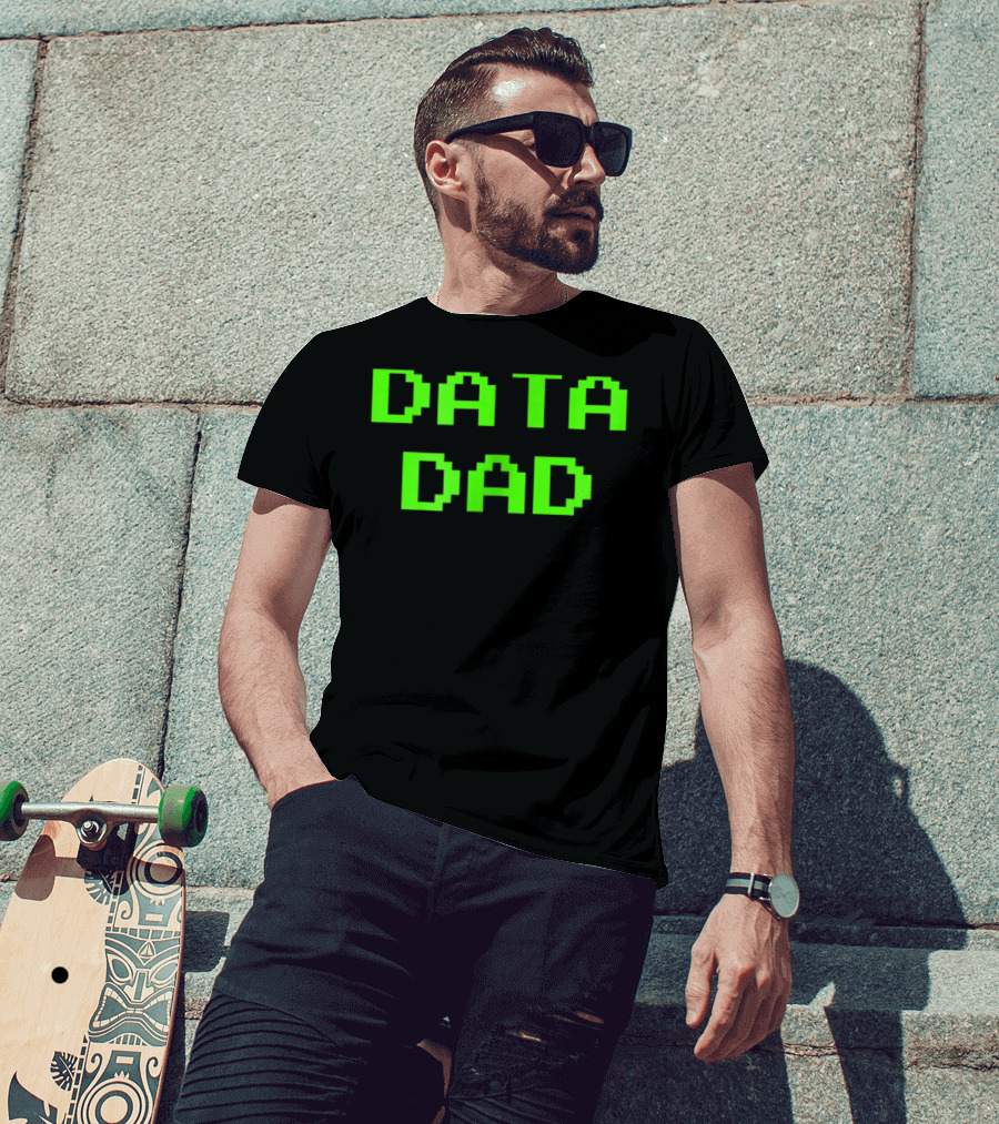 Data Dad Birthday Green Letter 8Bit T-Shirt