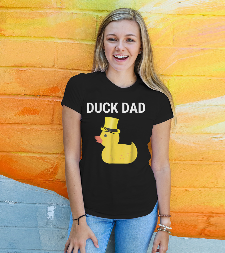 Duck Dad Cute Rubber Duck With Top Hat For Lovers Father T-Shirt
