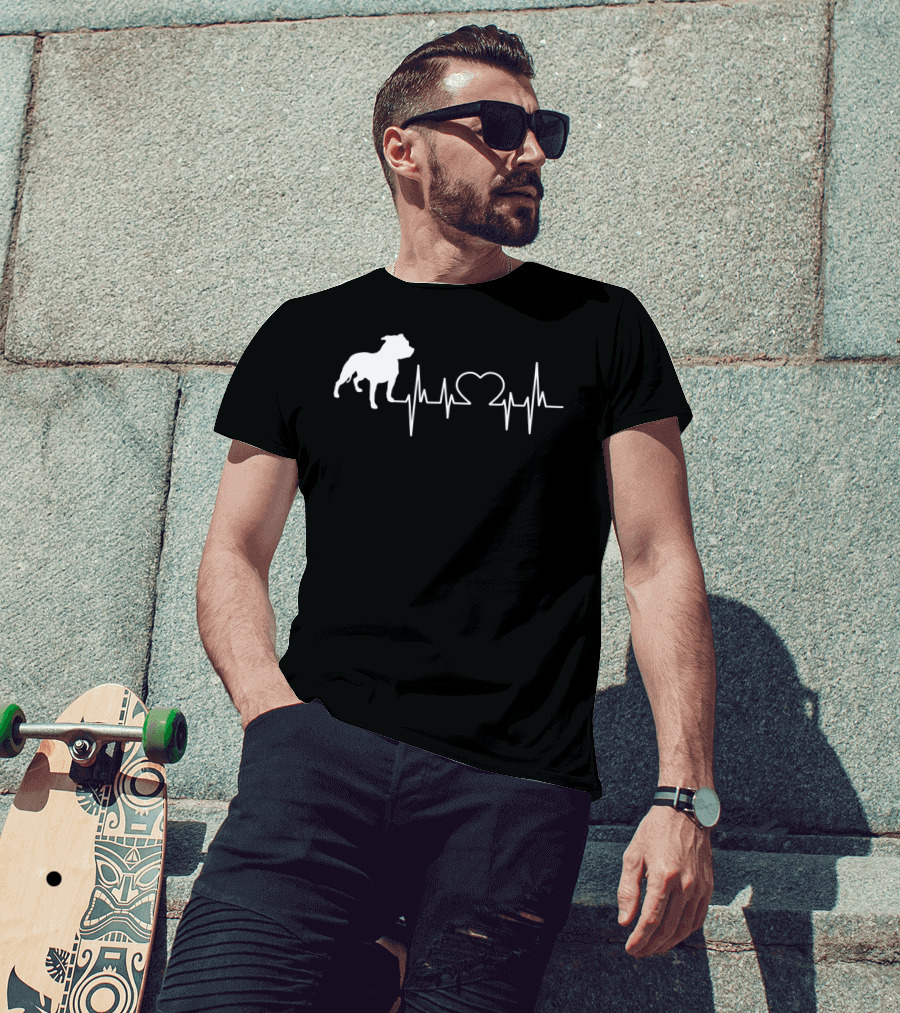American Pit Bull Terrier Heartbeat Line T-Shirt