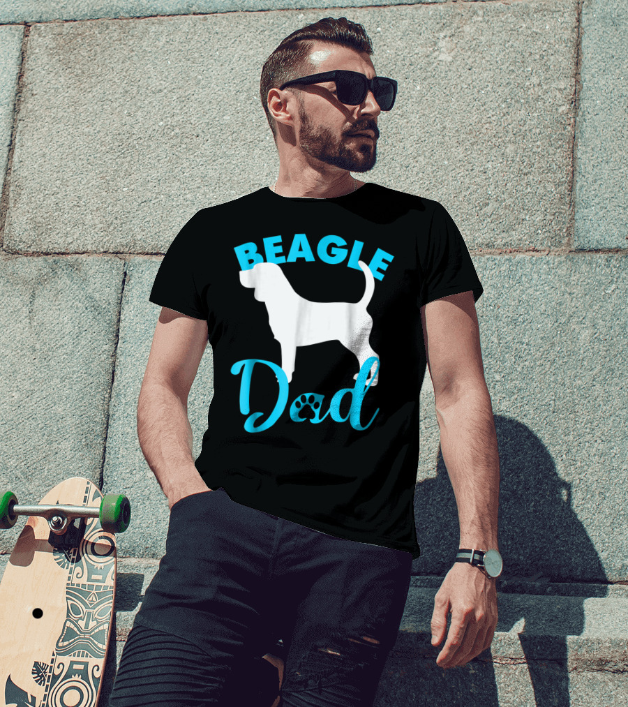 BEAGLE DAD Dog Silhouette Paw Prints T-Shirt