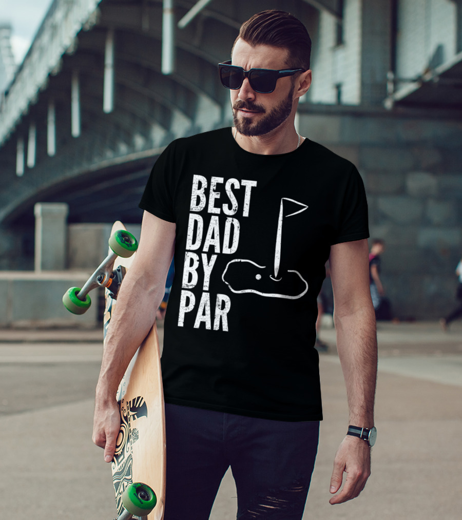 Best Dad By Par Golfing Dads Golf Course Flag Green T-Shirt