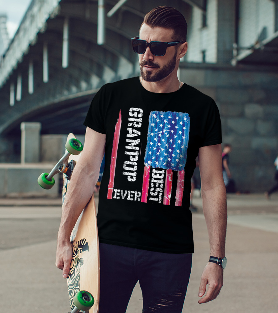 Best Grandpop Ever American Flag Grandfather Patriotic T-Shirt