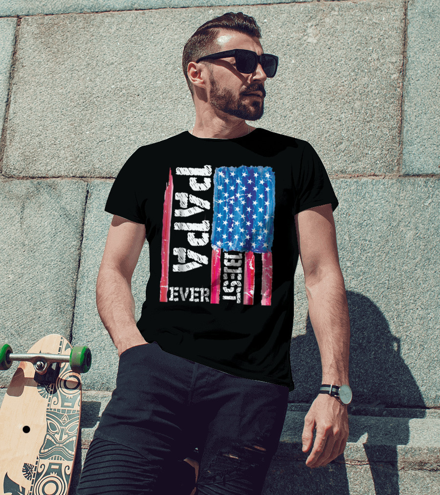 Best Papa Ever Distressed American Flag T-Shirt