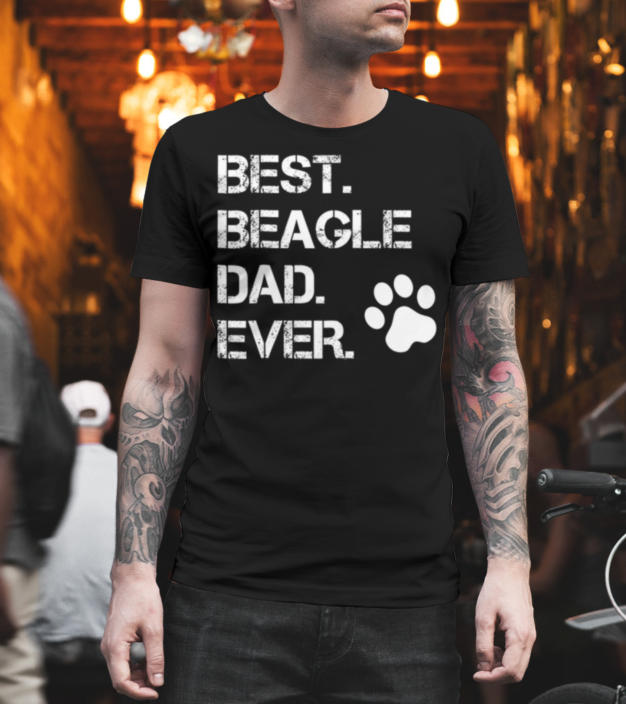 Best Beagle Dad Ever Dog Animal Lover Paw Prints T-Shirt