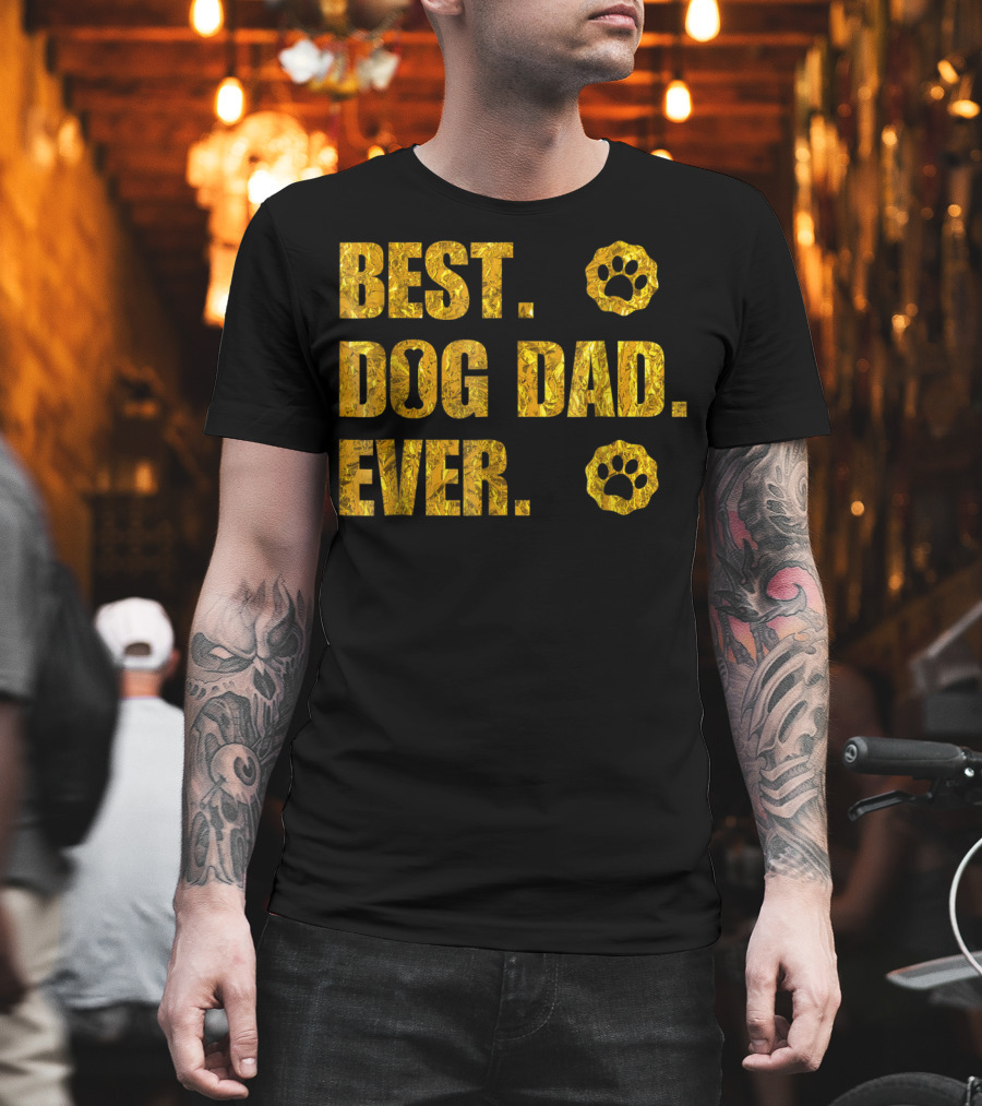 Best Dog Dad Ever Gold Paw Prints T-Shirt