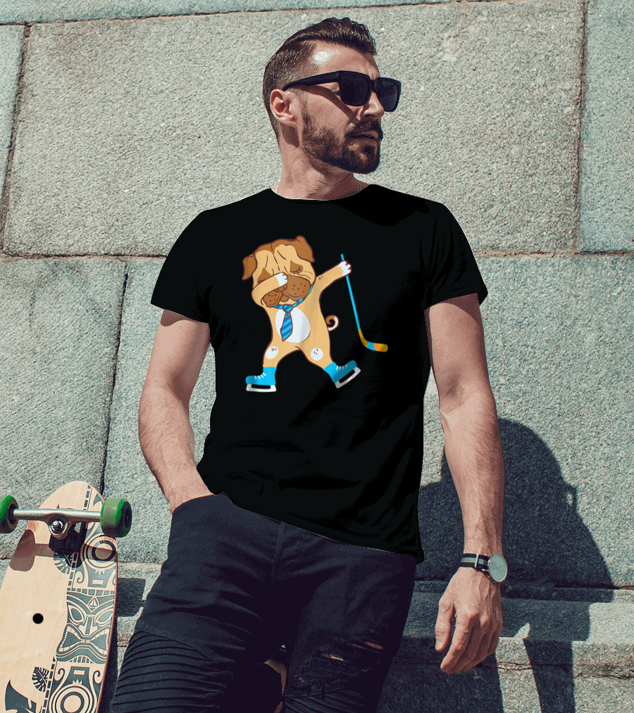 Dabbing Ice Hockey Dog Best Dad Ever Boys T-Shirt