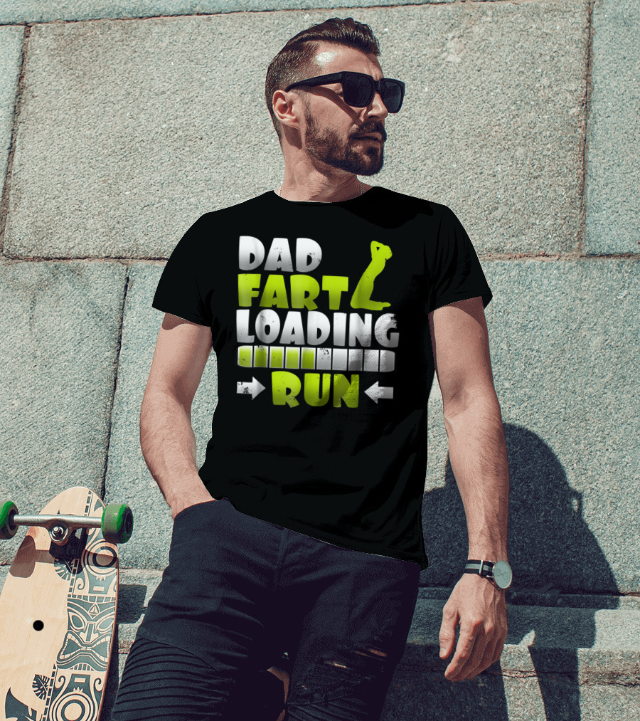 Dad Fart Loading Run Progress Bar Silhouette Arrows T-Shirt