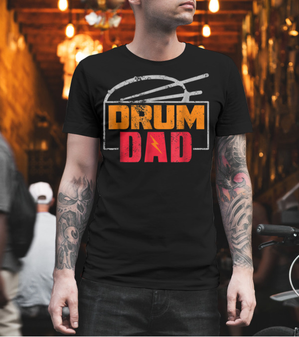 Distressed Drum Drum Dad Drumming Sticks Electric Bolt T-Shirt Distressed Drum Drum Dad Drumming Sticks Electric Bolt T-Shirt