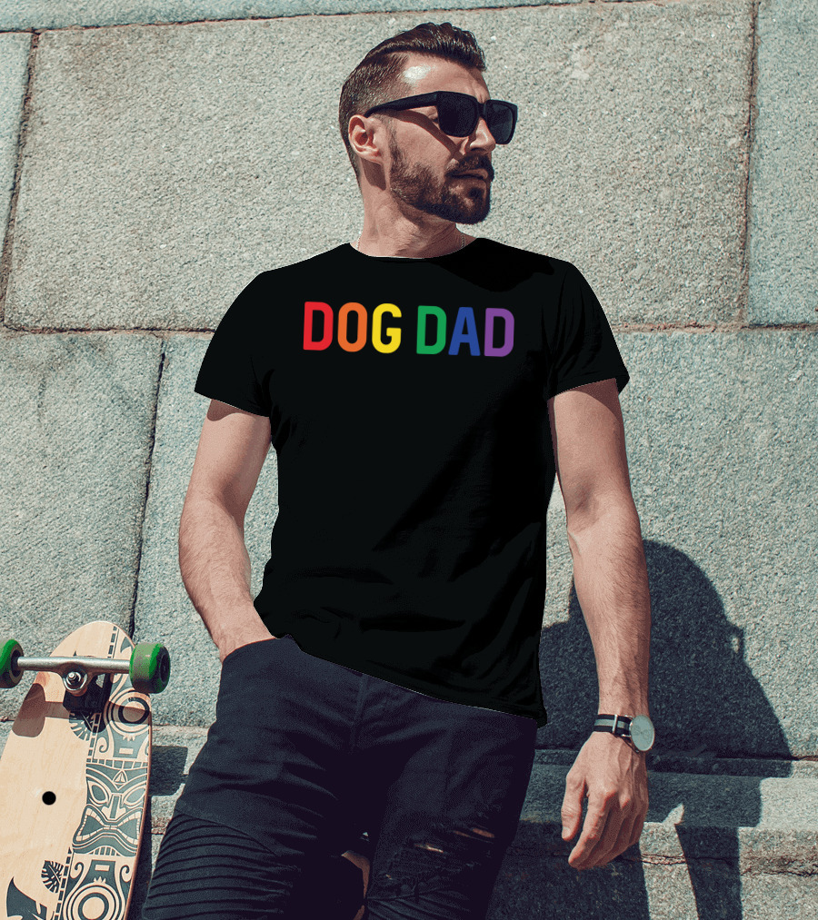 Dog Dad Rainbow Gay Pride T-Shirt