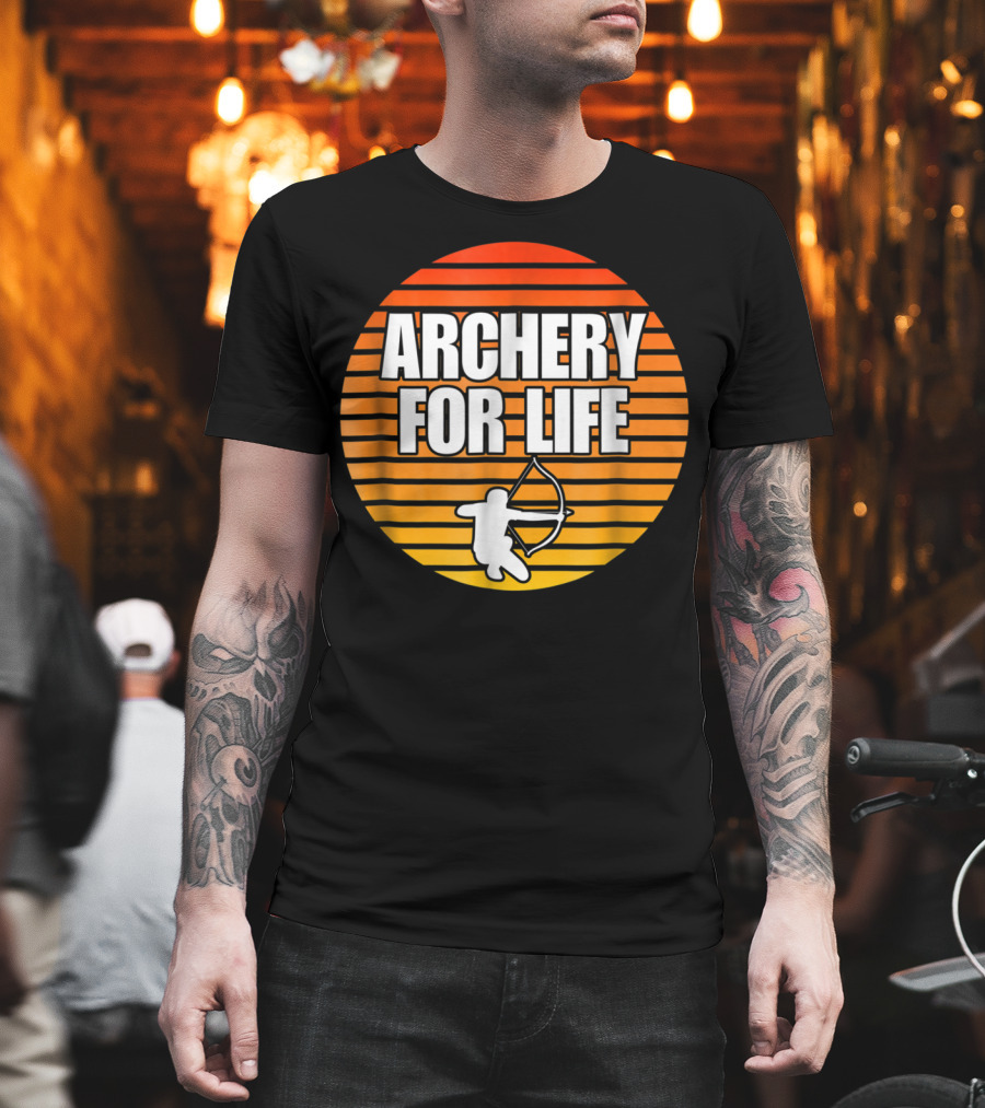 Archery For Life Sunset Silhouette Bow and Arrow T-Shirt