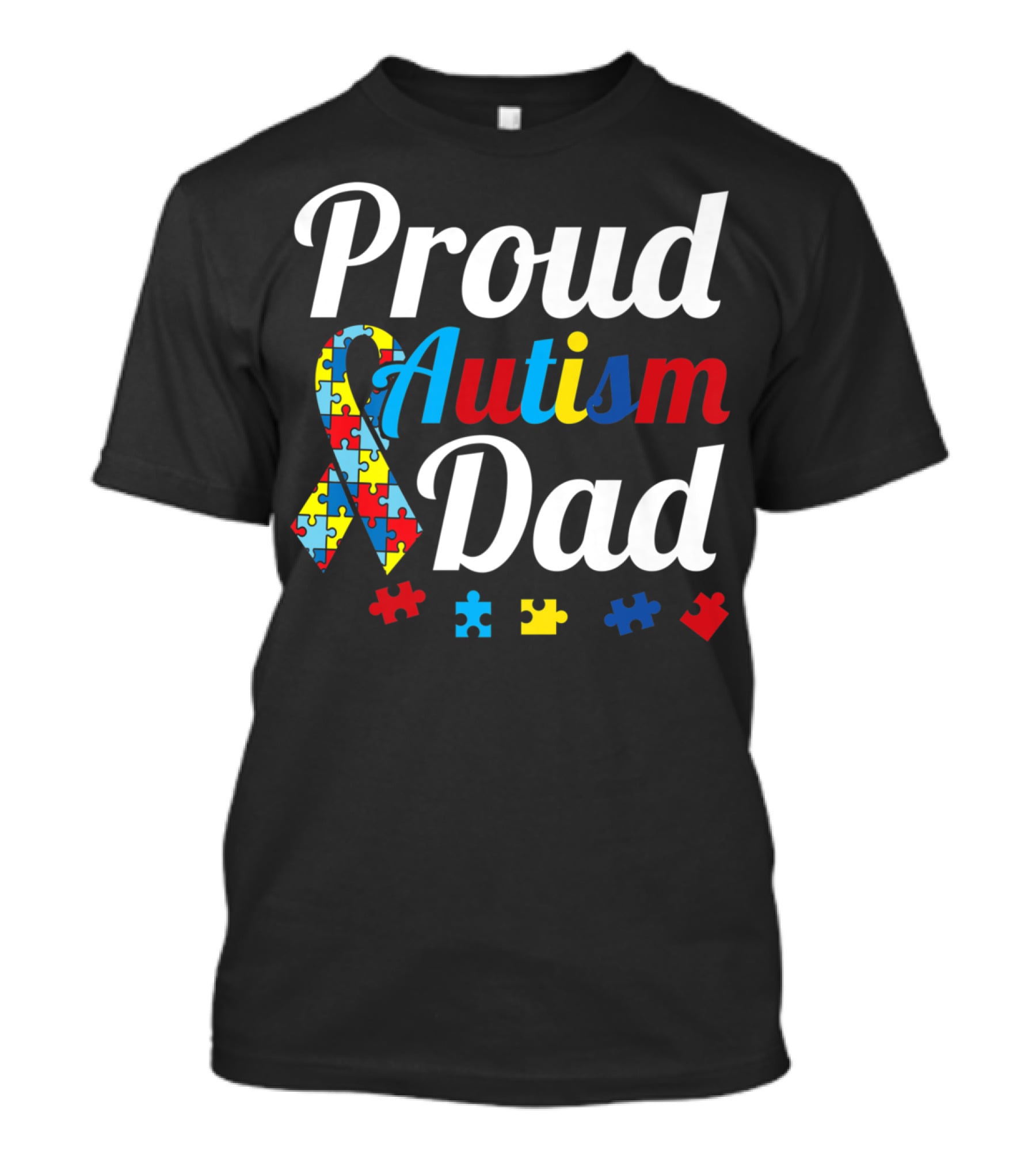 Proud Autism Dad T-Shirt With Puzzle Piece T-Shirt