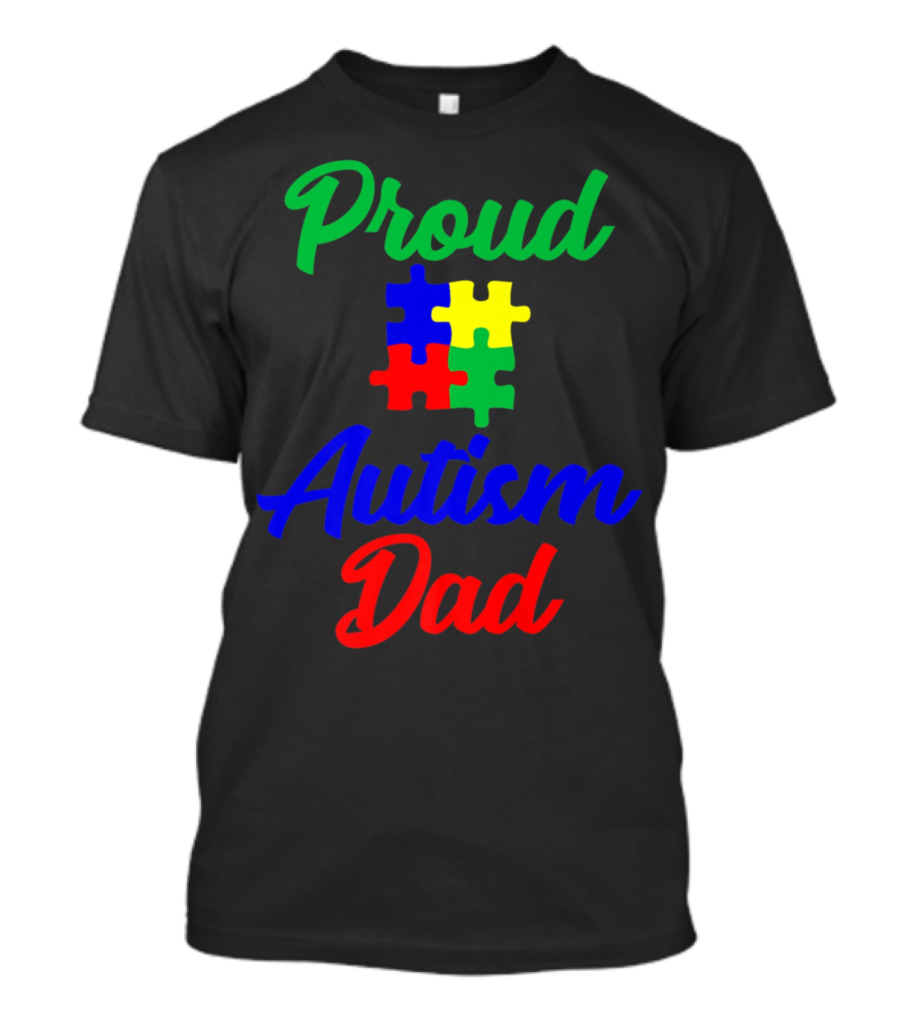 Proud Autism Dad Puzzle Piece Support T-Shirt