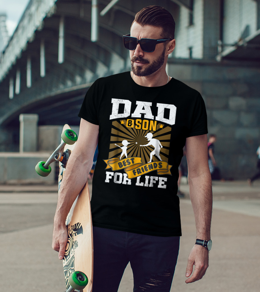 Dad And Son Best Friends For Life Baseball T-Shirt