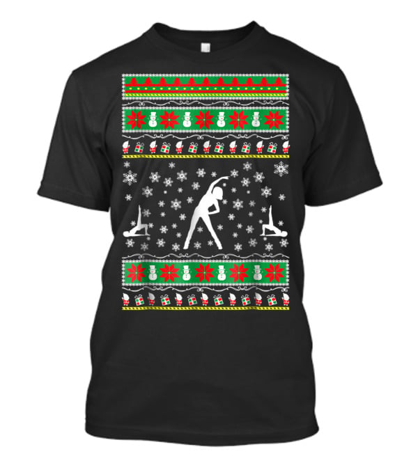 Aerobics Ugly Christmas Sweater Style Snowmen Santa Presents T-Shirt