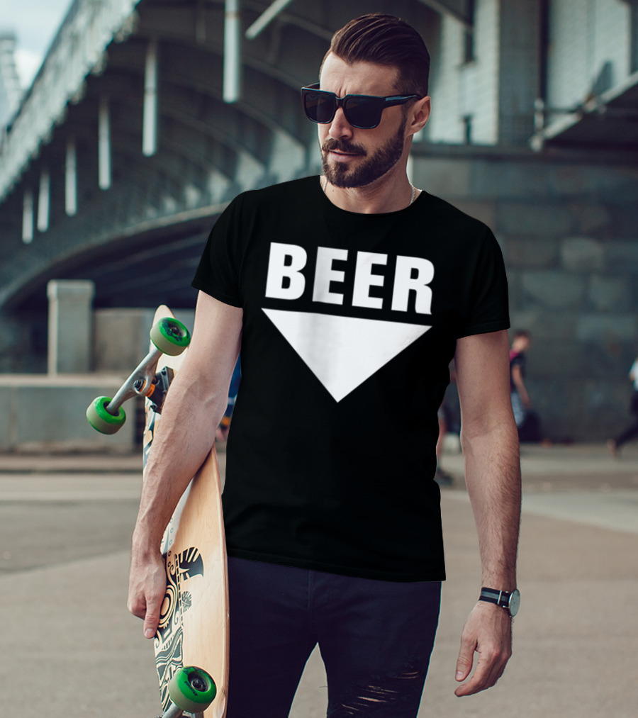 BEER Belly Arrow Label Expecting Joke T-Shirt