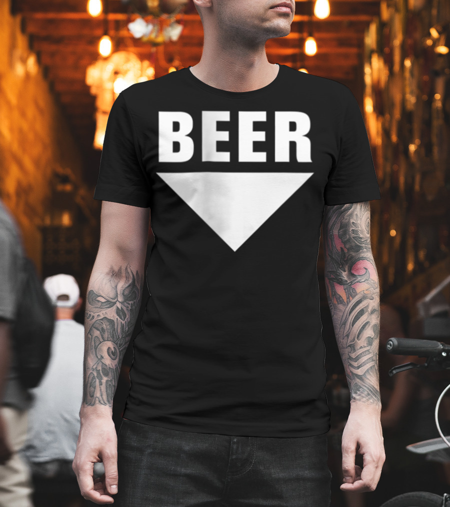 BEER Belly Arrow Label Expecting Joke T-Shirt