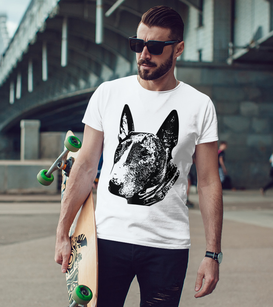 Brindle Bull Terrier Dog Mom Or Dad Head T-Shirt