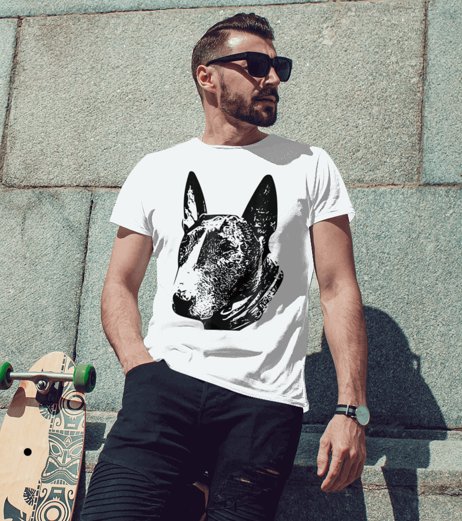 Brindle Bull Terrier Dog Mom Or Dad Head T-Shirt