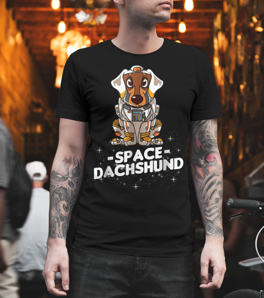 Space Dachshund In Christmas Suit T-Shirt
