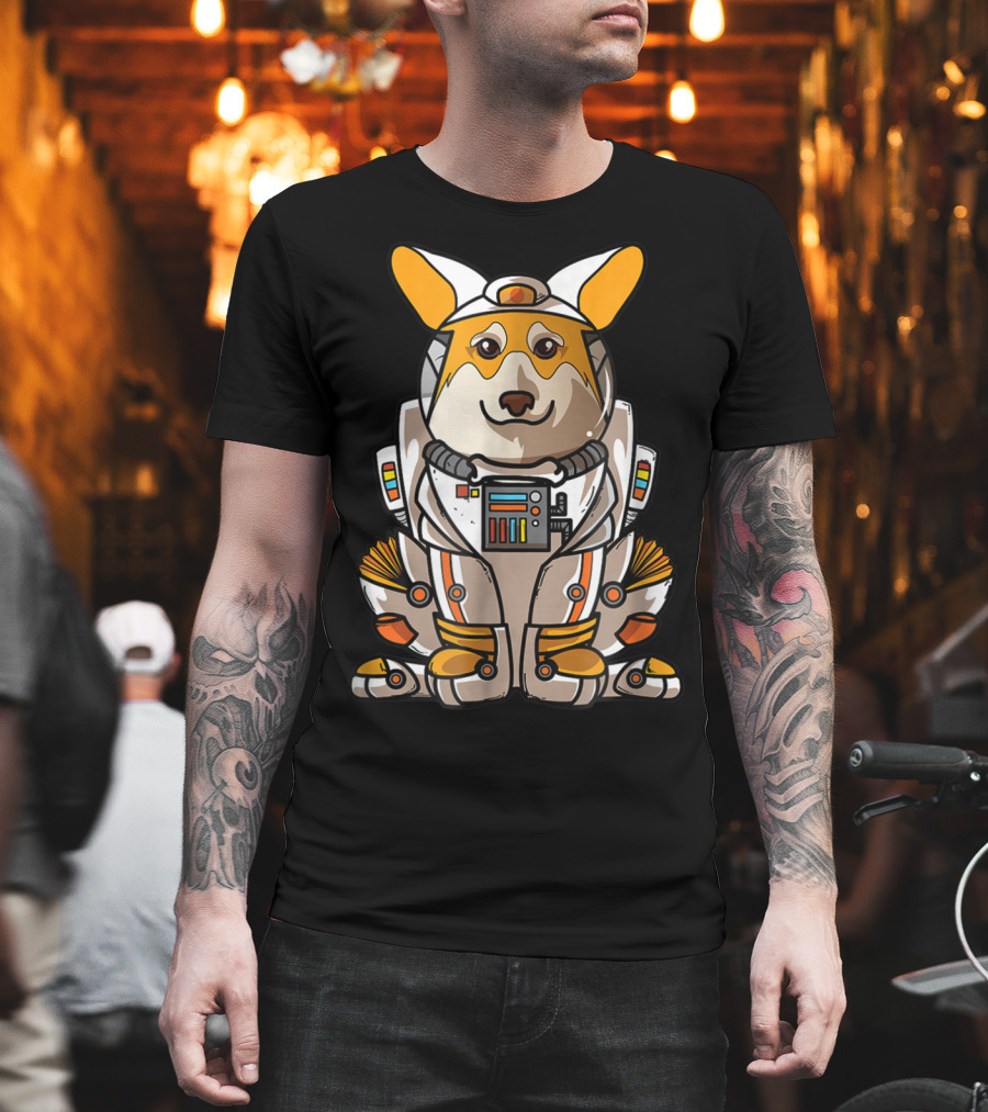 Christmas Space Welsh Corgi Astronaut Suit Dog T-Shirt