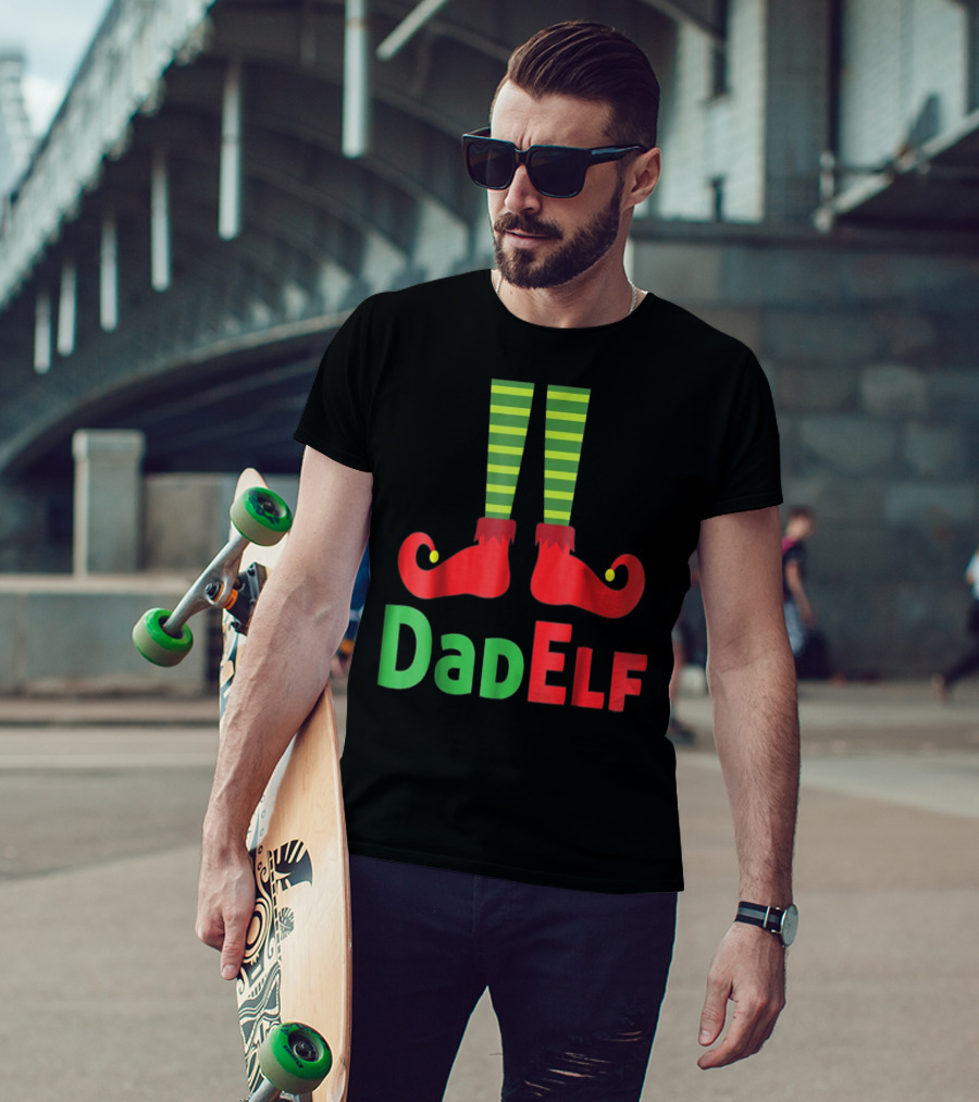 Dad Elf Christmas Family Matching Pajama Party T-Shirt