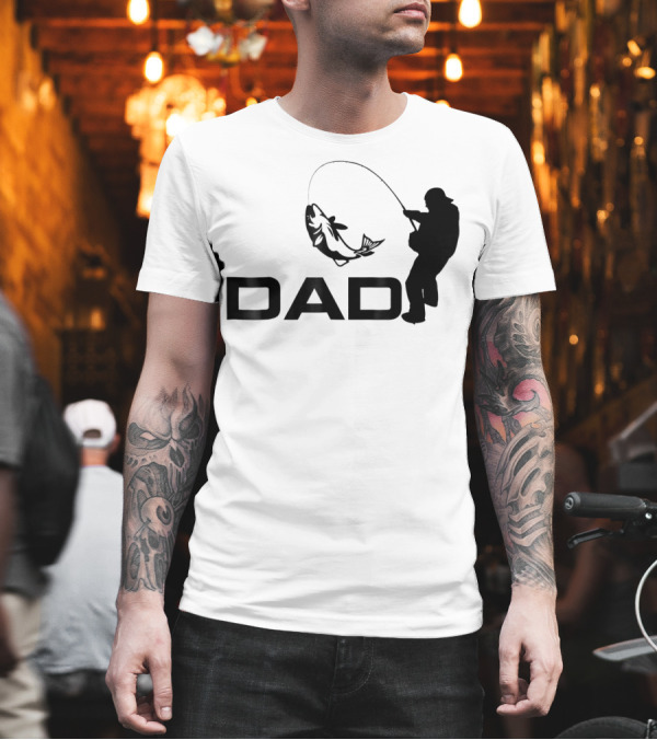 Dad Fishing Fisherman Silhouette Catching Fish 031 T-Shirt Dad Fishing Fisherman Silhouette Catching Fish 031 T-Shirt