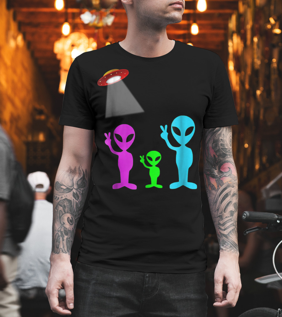 Alien Visitors Fun Space Science Wear Lt88 Peaceful Encounters T-Shirt
