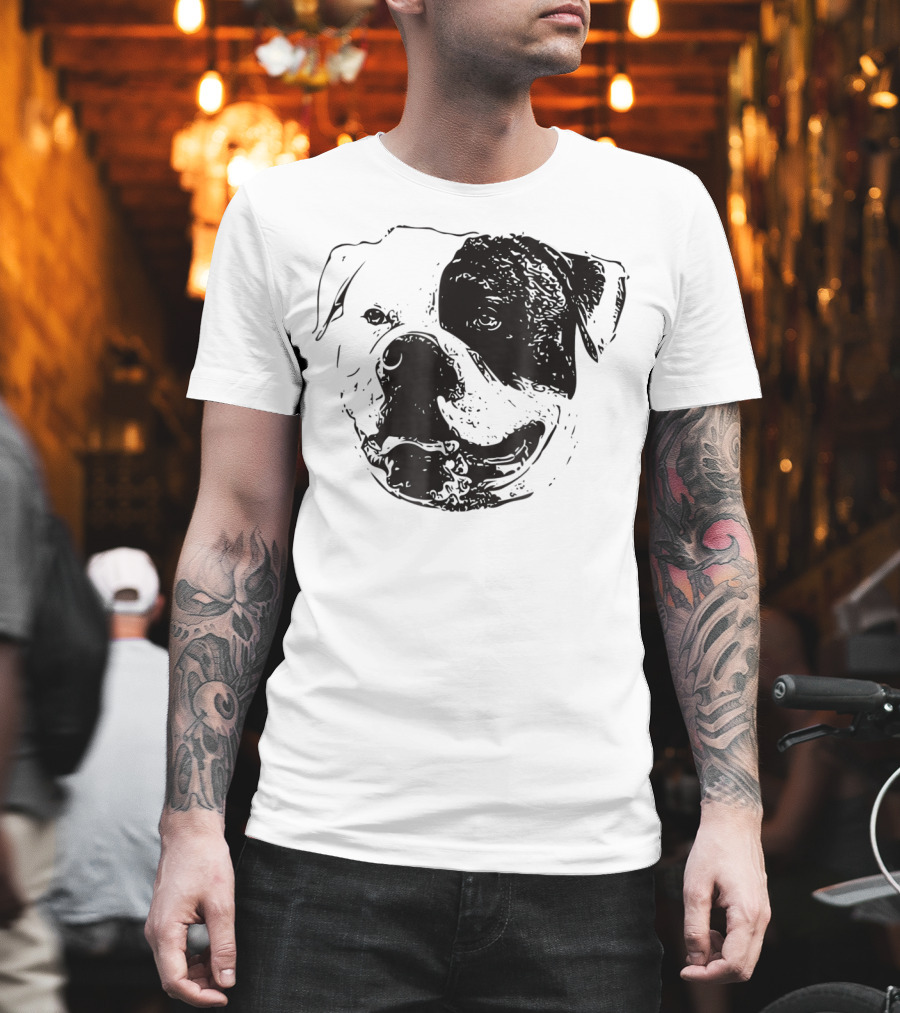 American Bulldog Dog Mom Or Dad Face T-Shirt