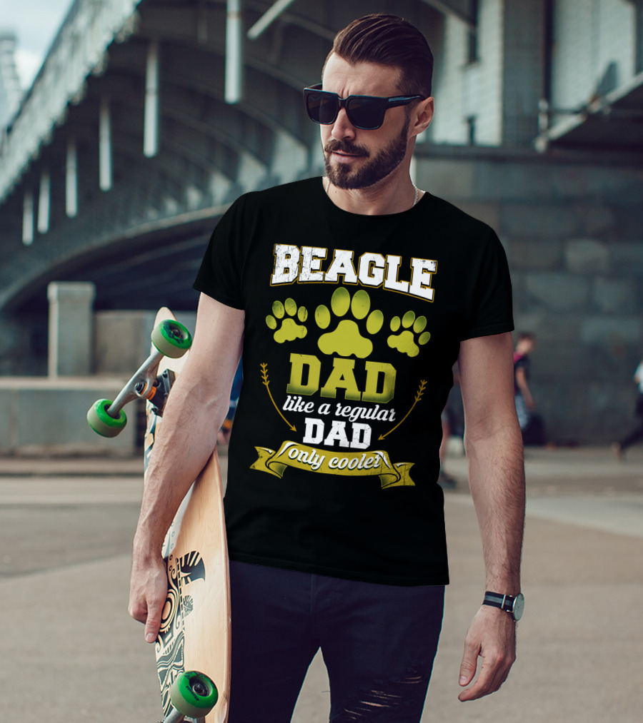 Beagle Dad Like A Regular Dad Only Cooler Paw Prints T-Shirt