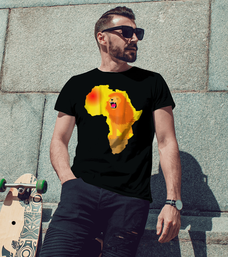 Africa Lion Map Big Five Safari Dad South Animals T-Shirt