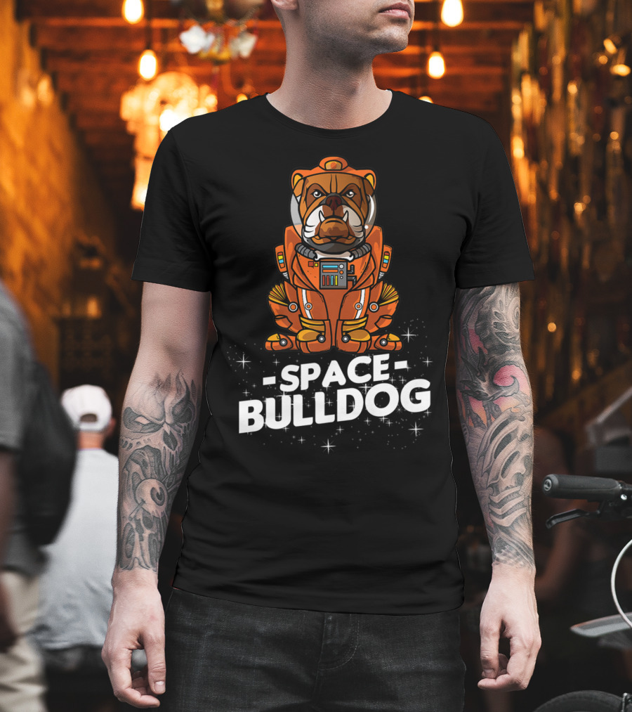 Space Bulldog In Astronaut Suit T-Shirt