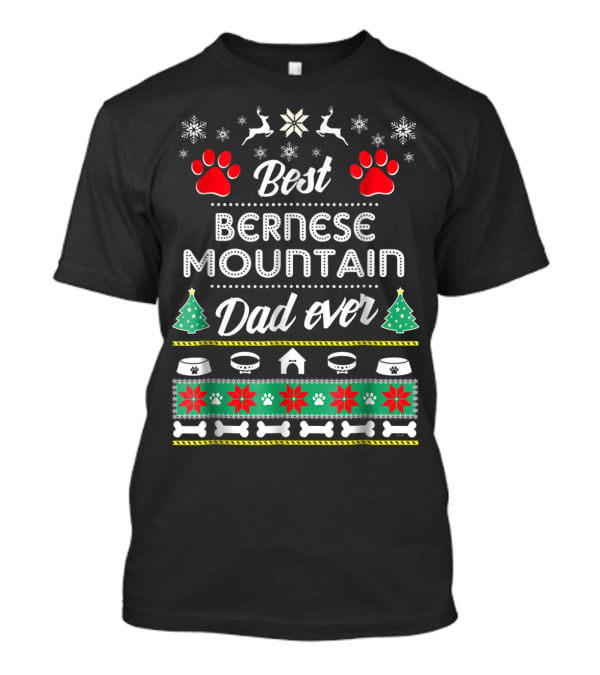 Best Bernese Mountain Dad Ever Christmas Snowflakes And Paws T-Shirt