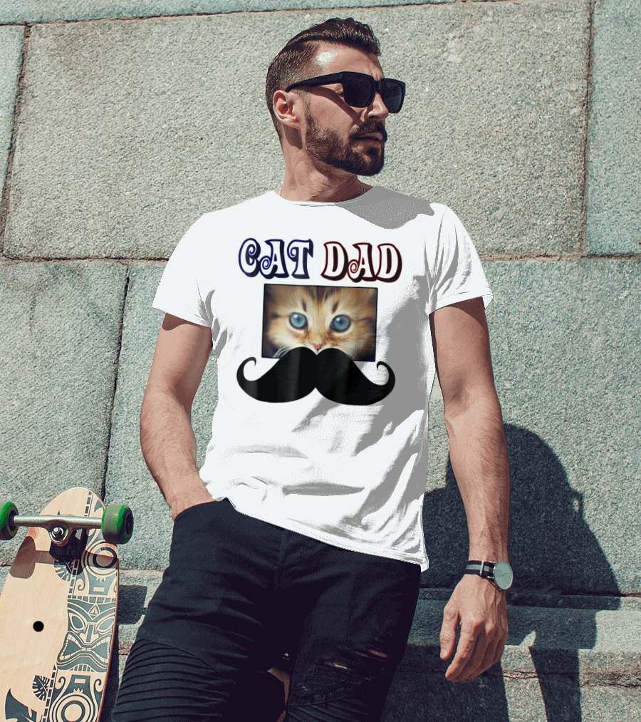 CaT Dad Love Cats76 Moustache Blue Eyed Kitten T-Shirt
