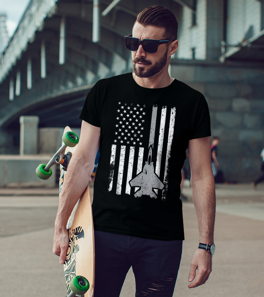 Air Force Veteran Dad Grandpa Uncle Veterans Day American Flag Jet T-Shirt