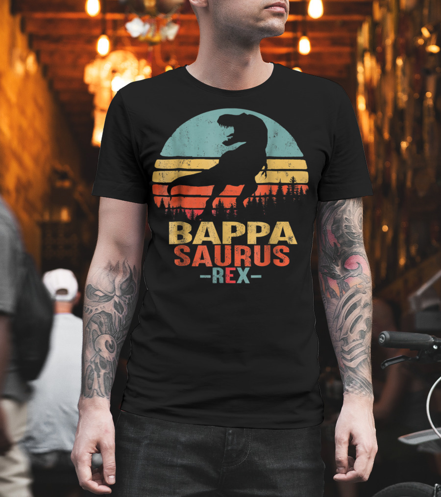 Bappasaurus Rex Dinosaur Retro Sunset T-Shirt