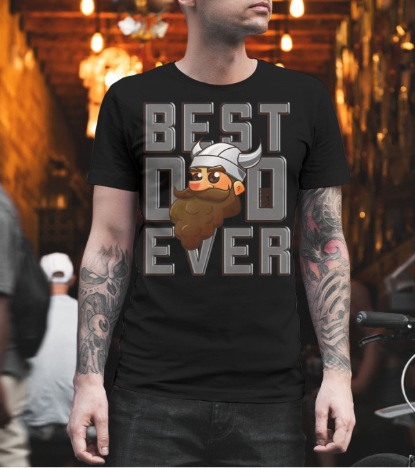 BEST VIKING DAD EVER VIKINGS LEGEND POP BEARD HORNED HELMET CARTOON T-Shirt BEST VIKING DAD EVER VIKINGS LEGEND POP BEARD HORNED HELMET CARTOON T-Shirt