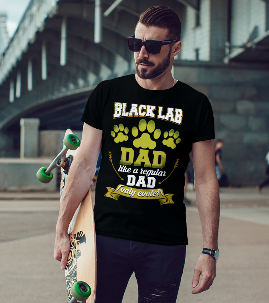 Black Lab Dad Like A Regular Dad Only Cooler Paw Prints T-Shirt